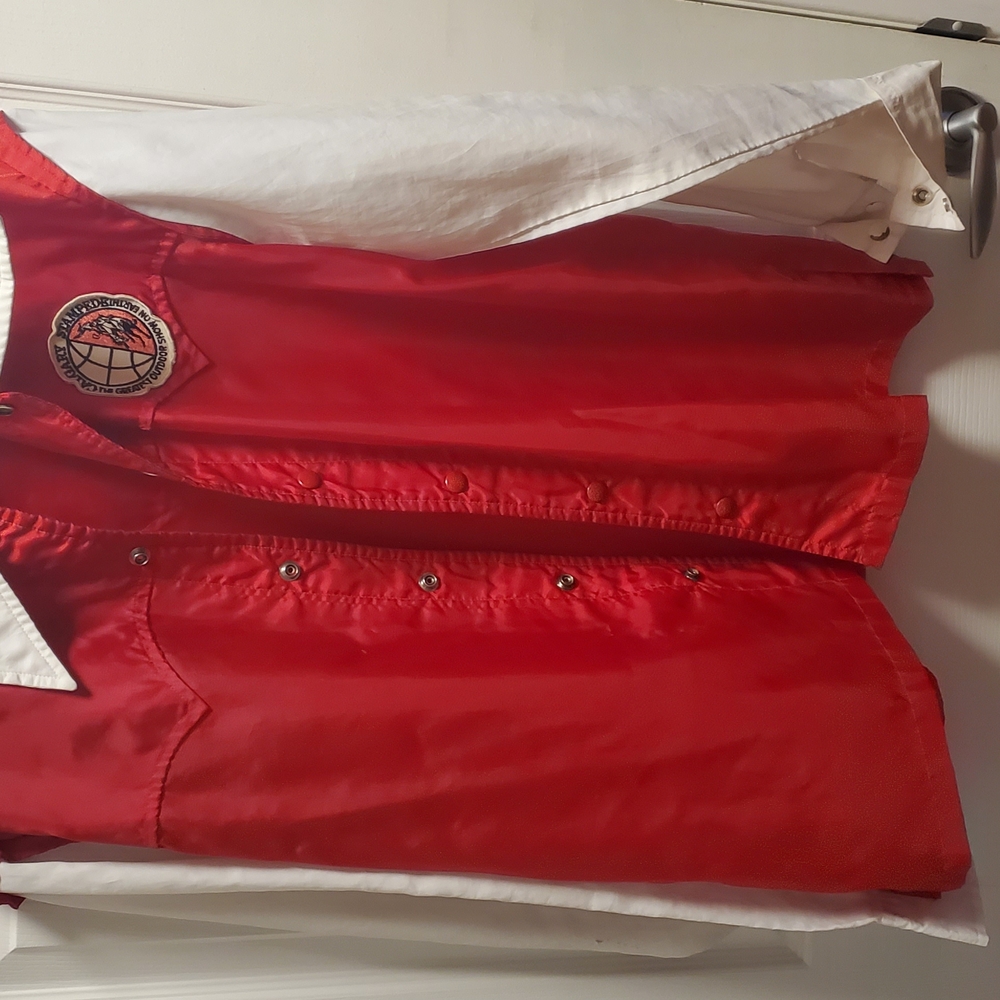 Red and White Button-Up Vest